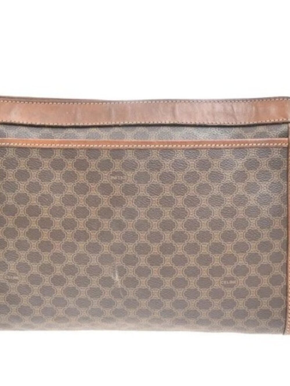 CELINE Logo Macadam Pattern Clutch Hand Bag PVC Leather Brown Italy 09MA406 - Picture 4 of 14